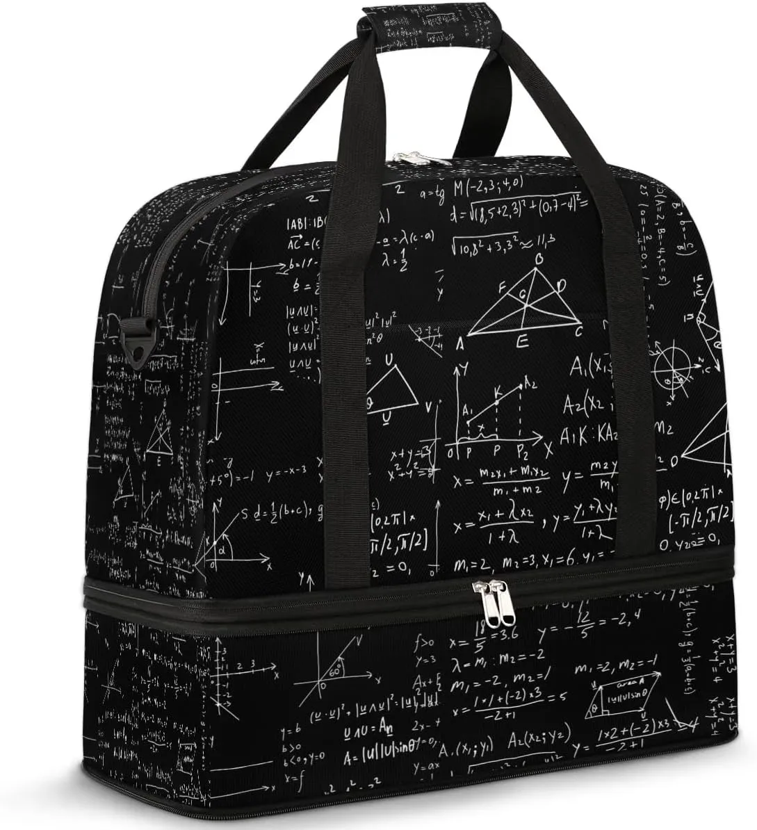Mathematical Formulas Blackboard Travel Duffel Bag, Travel Essentials, Gym Bag for Women, Weekender Overnight Bag With Shoes Compartment, Carry On Bags for Airplanes