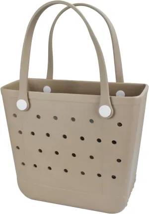 Medium Beach Bag, Waterproof Rubber Beach Bag, Washable Open Tote Bag Durable Tote Travel Bags for Outdoor Sport