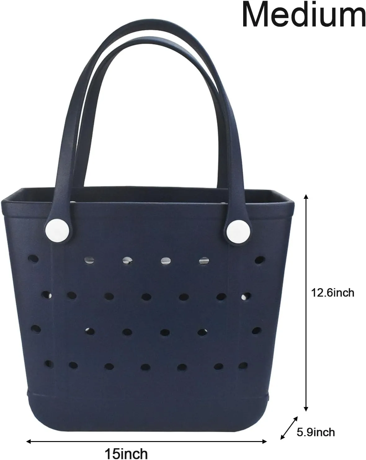 Medium Beach Bag, Waterproof Rubber Beach Bag, Washable Open Tote Bag Durable Tote Travel Bags for Outdoor Sport