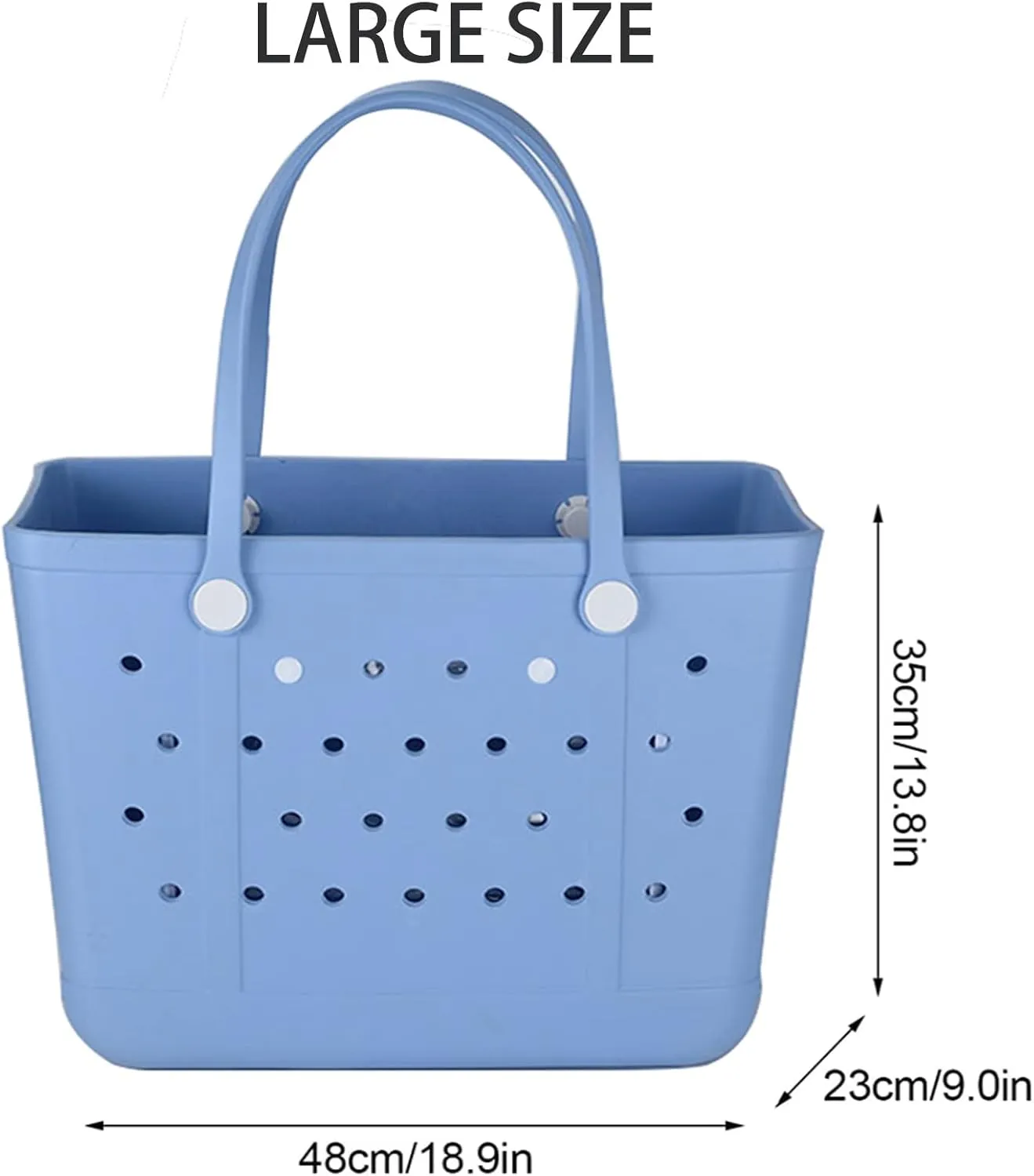Medium Beach Bag, Waterproof Rubber Beach Bag, Washable Open Tote Bag Durable Tote Travel Bags for Outdoor Sport
