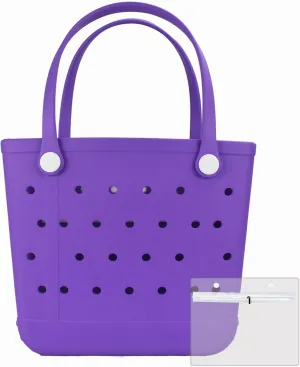 Medium Beach Bag, Waterproof Rubber Beach Bag, Washable Open Tote Bag Durable Tote Travel Bags for Outdoor Sport