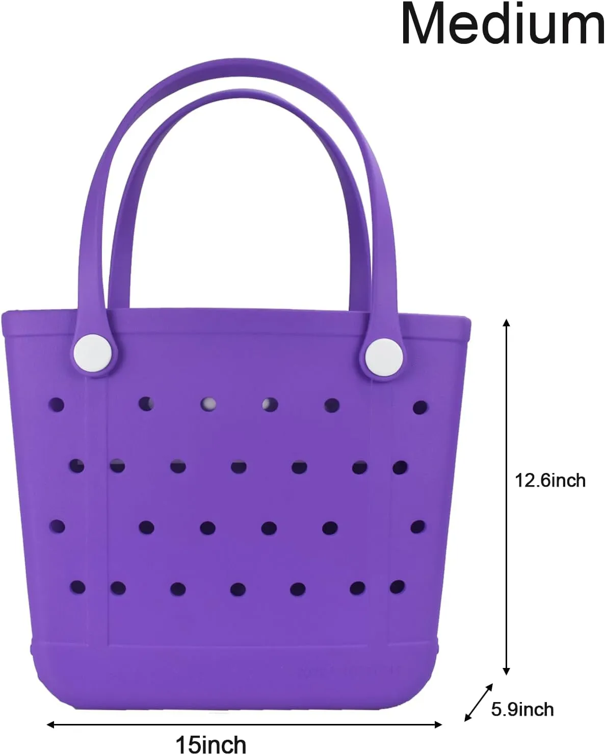 Medium Beach Bag, Waterproof Rubber Beach Bag, Washable Open Tote Bag Durable Tote Travel Bags for Outdoor Sport