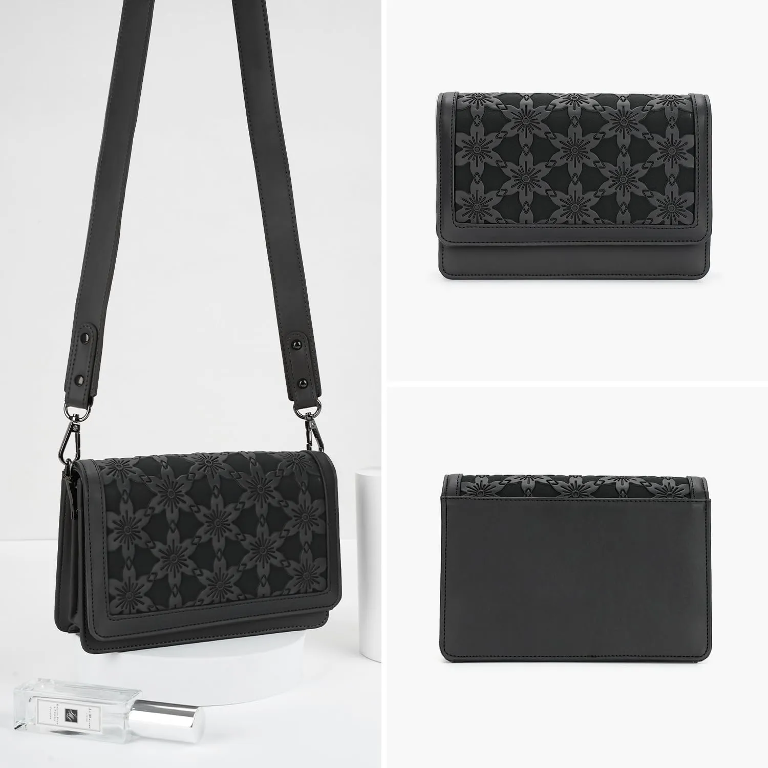 MEITRUE Crossbody Bags for Women Designer Phone Purse Small Shoulder Handbags RFID Wallet with Card Pocket-Snowflake Style