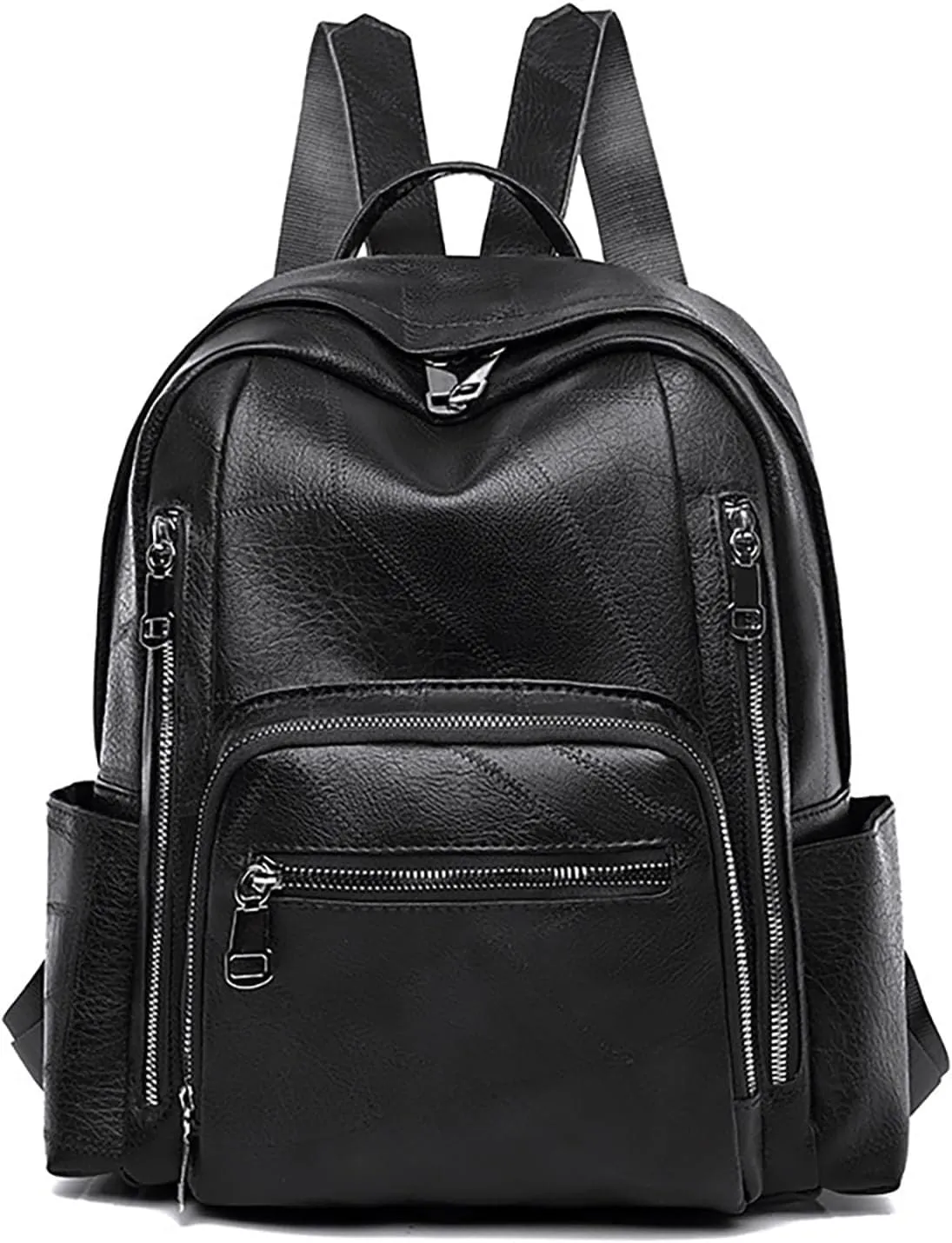 Men's and women's vintage backpacks, made of soft leather with large capacity, suitable for outdoor travel (black)