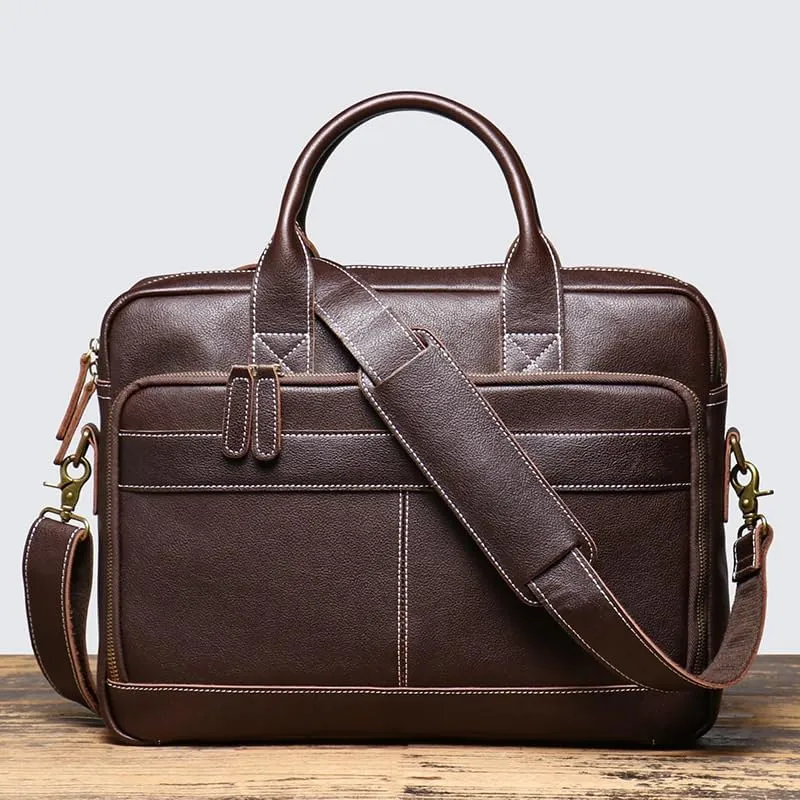 Men's Business Commuter Handbag Genuine Leather Computer Bag Office Workplace
