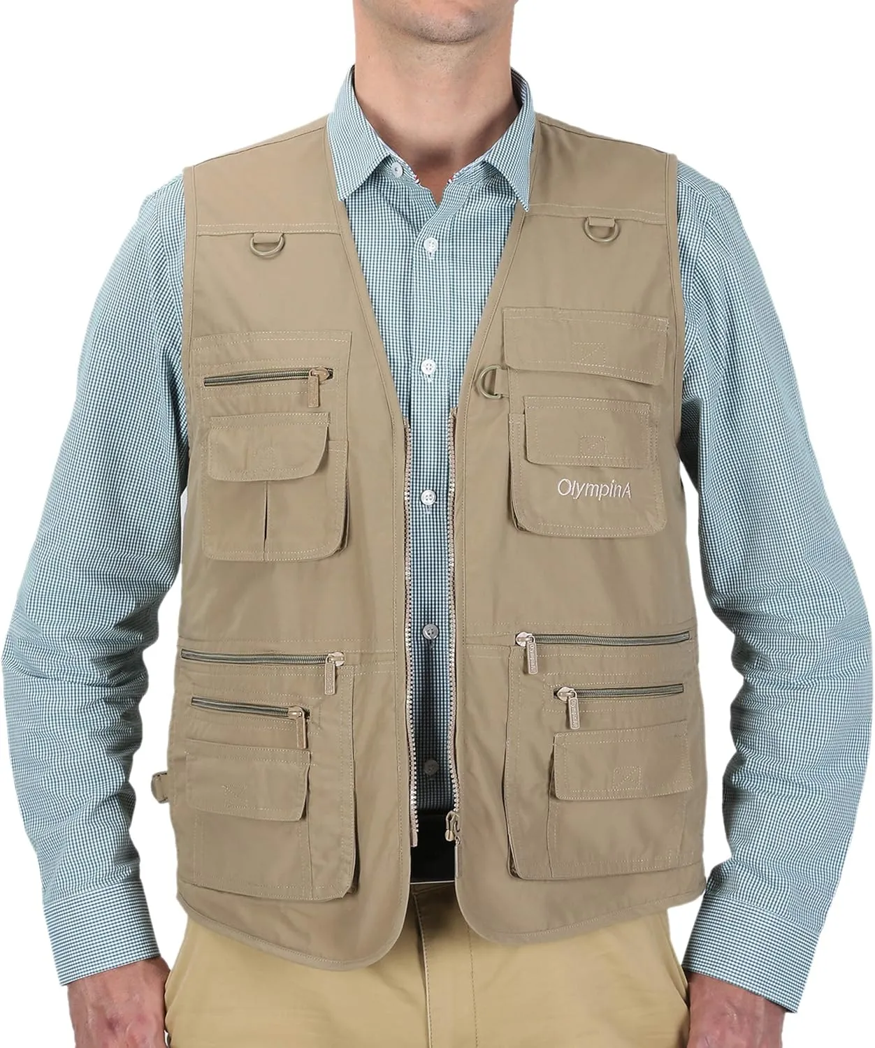 Men's Poplin Outdoors Travel Sports Multi-Pockets Work Fishing Vest