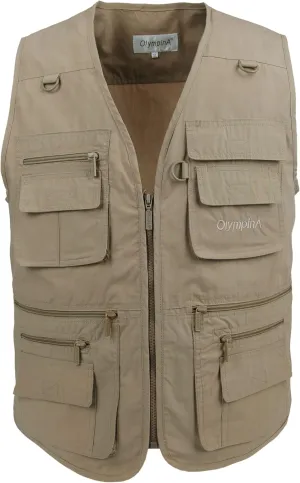 Men's Poplin Outdoors Travel Sports Multi-Pockets Work Fishing Vest