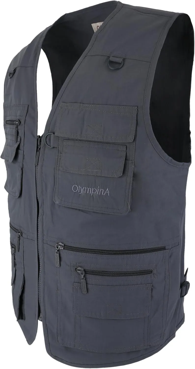 Men's Poplin Outdoors Travel Sports Multi-Pockets Work Fishing Vest