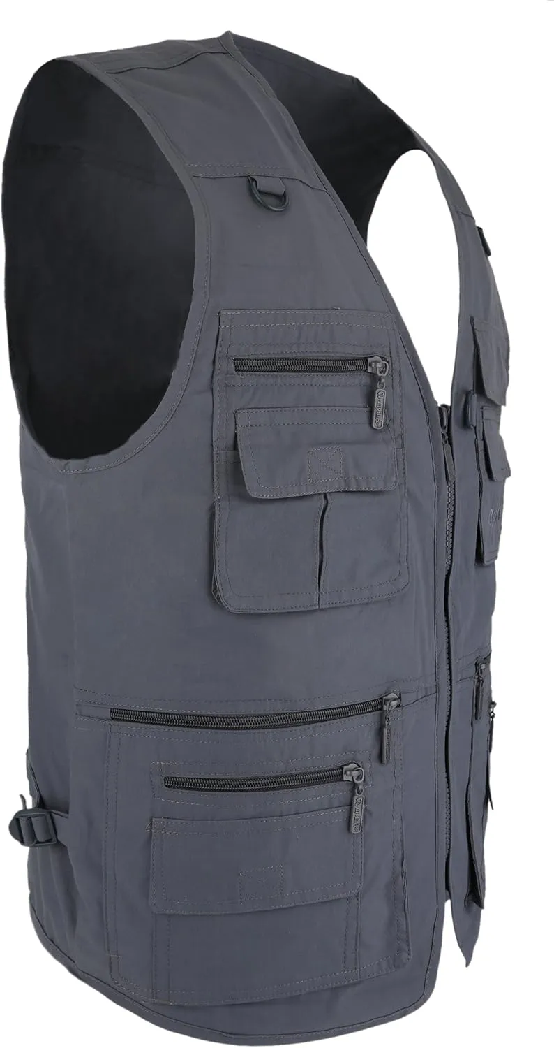 Men's Poplin Outdoors Travel Sports Multi-Pockets Work Fishing Vest