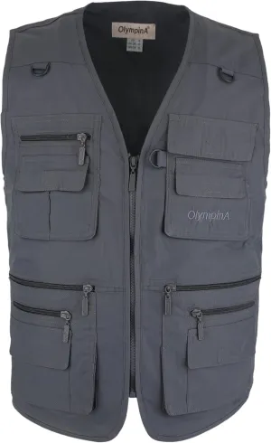 Men's Poplin Outdoors Travel Sports Multi-Pockets Work Fishing Vest
