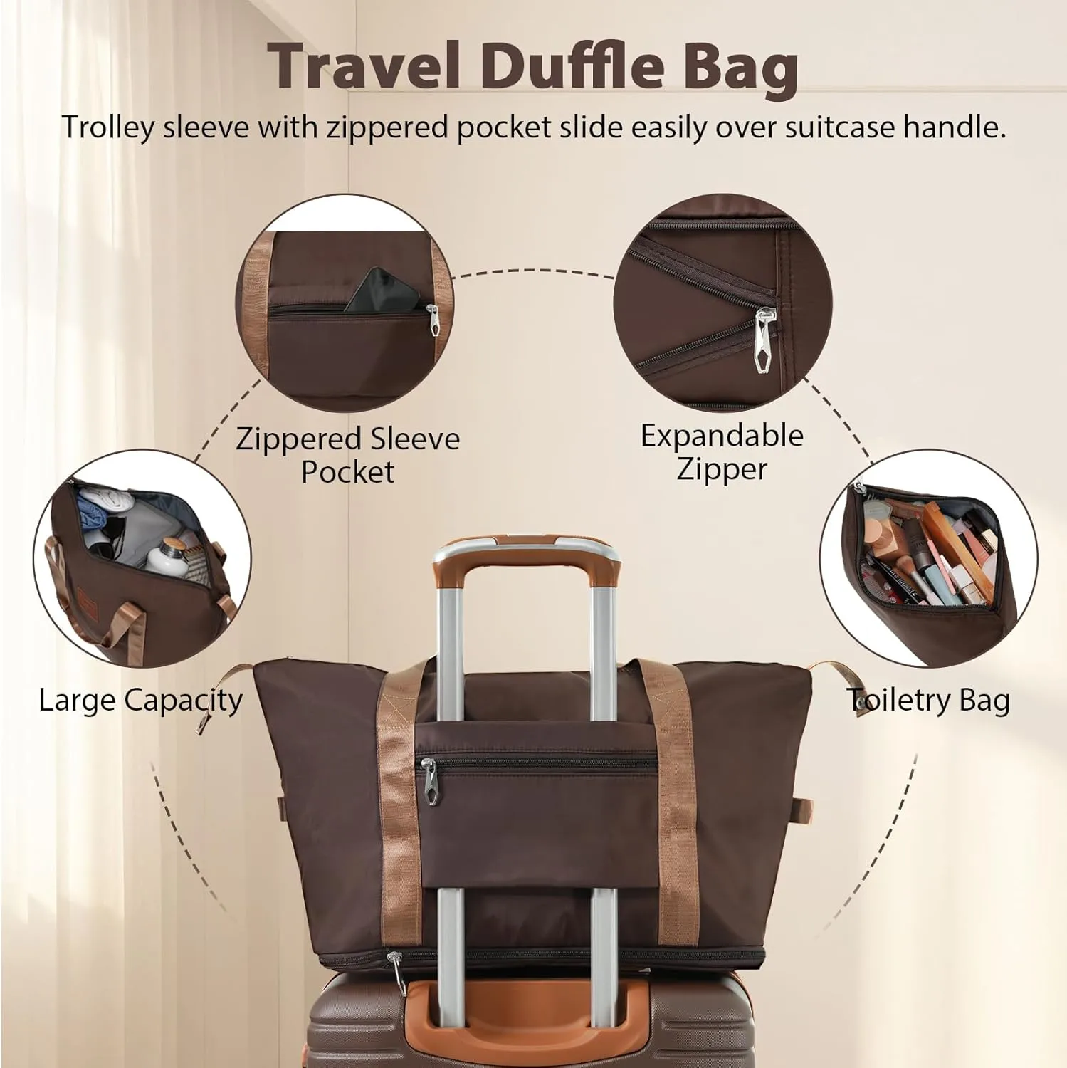 Merax Luggage Sets 3 Piece Carry on Luggage 22x14x9 Airline Approved, ABS Lightweight Hardside Suitcases With Wheels, TSA Lock (Brown, 20 Inch)