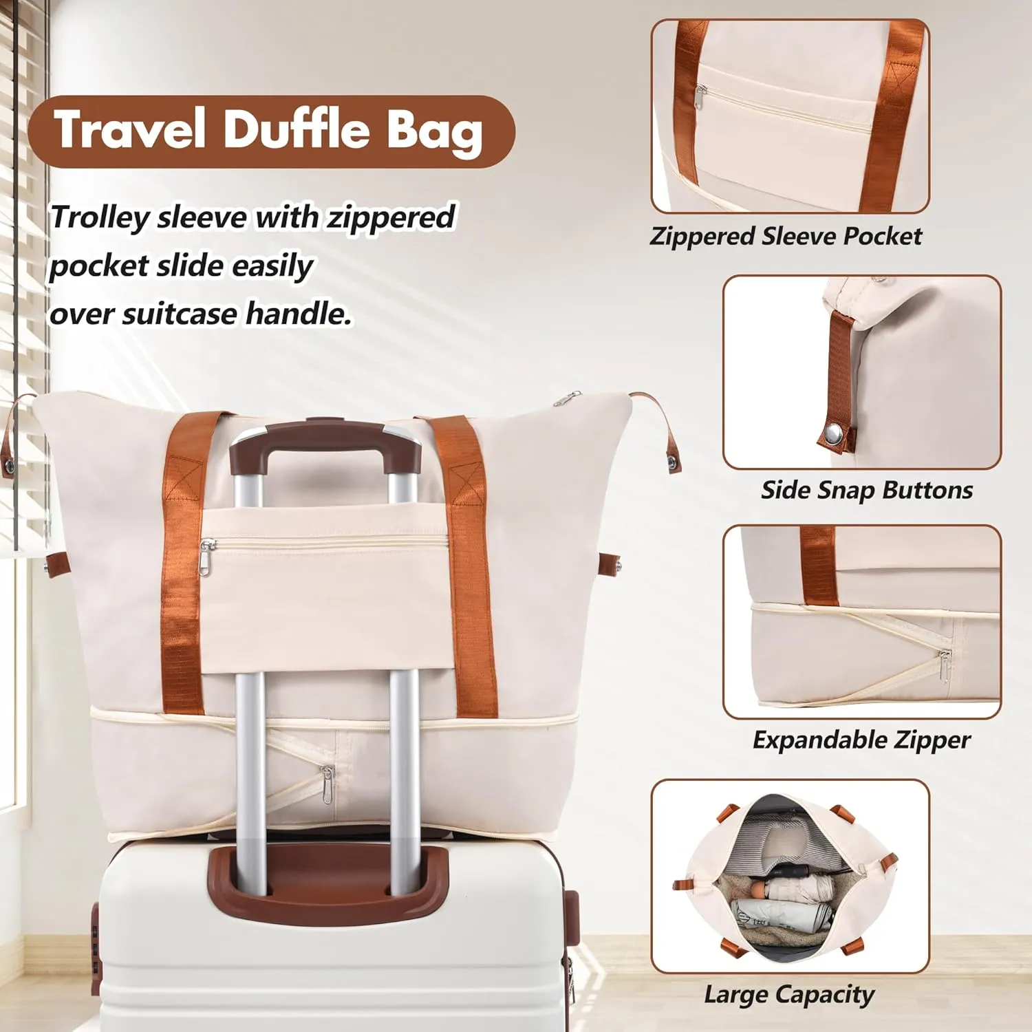 Merax Set 28 in Hardside Suitcase Luggage with Spinner Wheels, White, 28 Inch & Duffel Bag