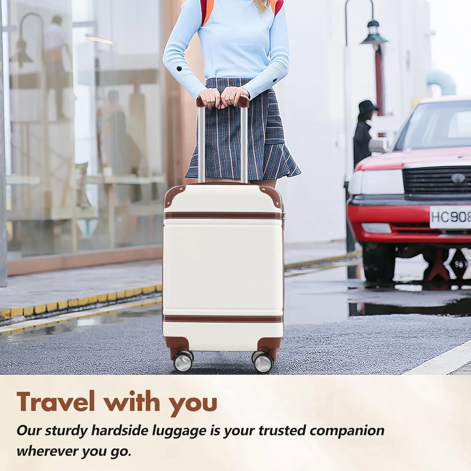 Merax Set 28 in Hardside Suitcase Luggage with Spinner Wheels, White, 28 Inch & Duffel Bag
