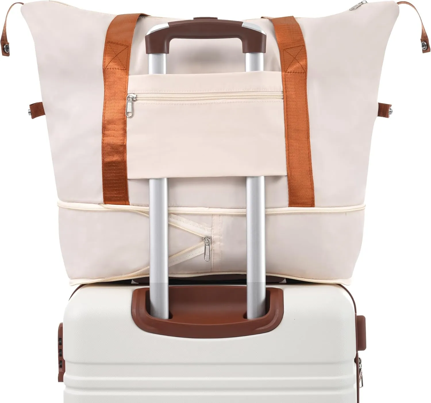 Merax Set 28 in Hardside Suitcase Luggage with Spinner Wheels, White, 28 Inch & Duffel Bag