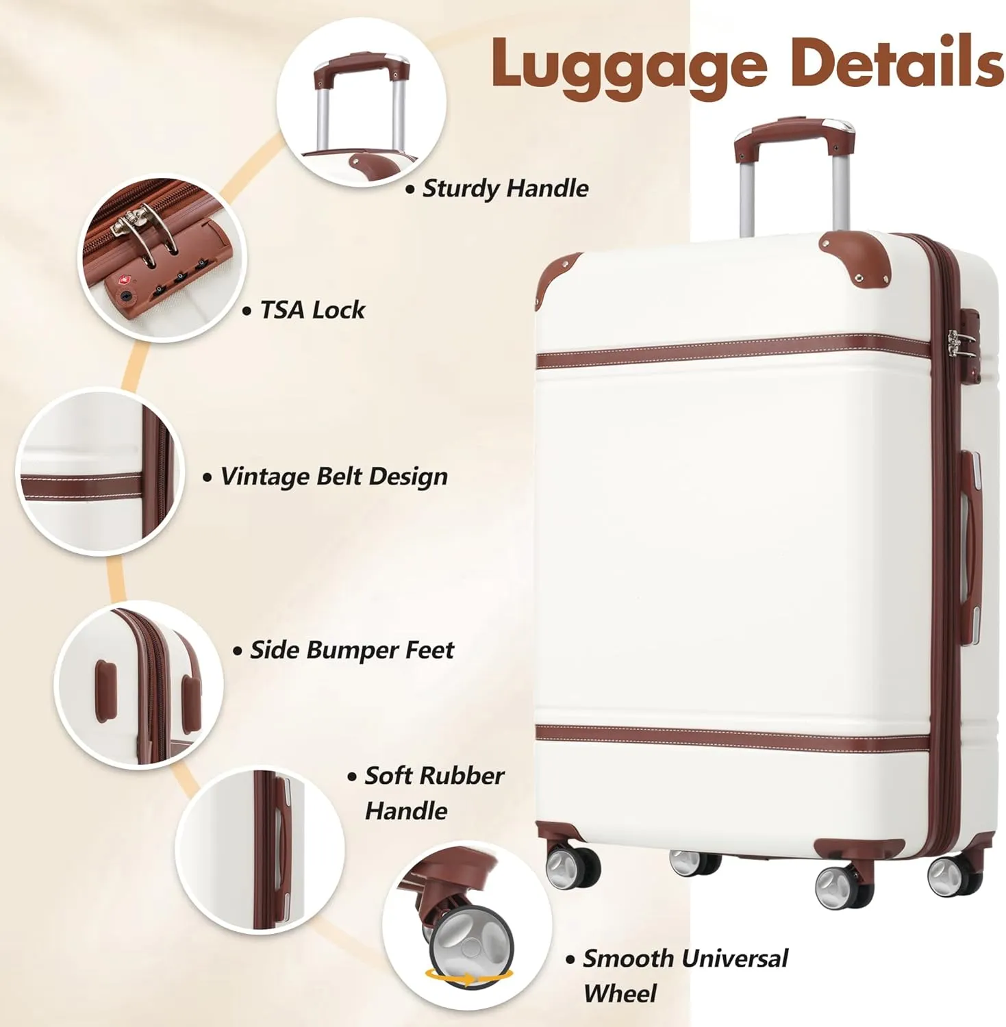 Merax Set 28 in Hardside Suitcase Luggage with Spinner Wheels, White, 28 Inch & Duffel Bag
