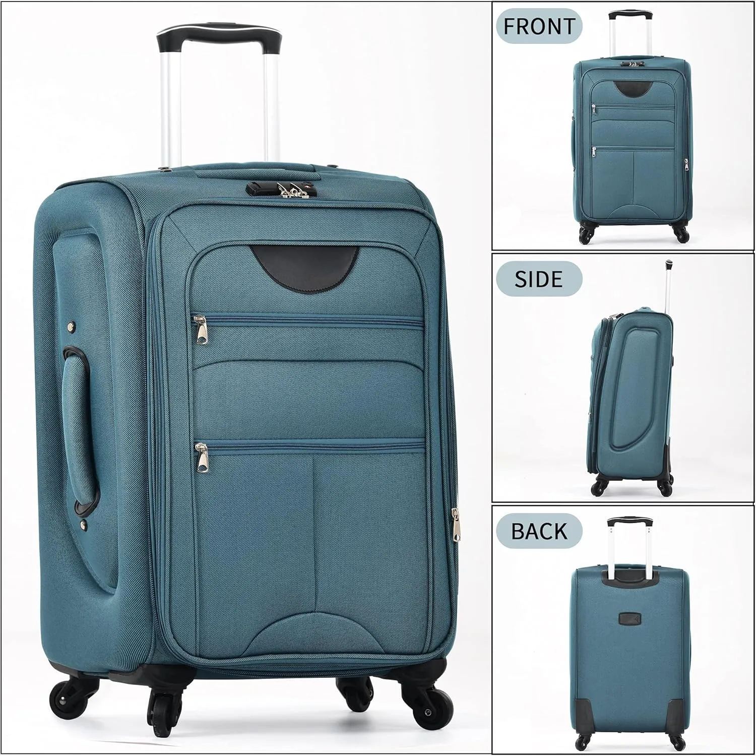 Merax Suitcase Set Softside 3-Piece Expandable Luggage with TSA Lock Spinner Wheels Lightweight Upright Luggage with Travel Bag(22/26/30 IN, Blue Green)