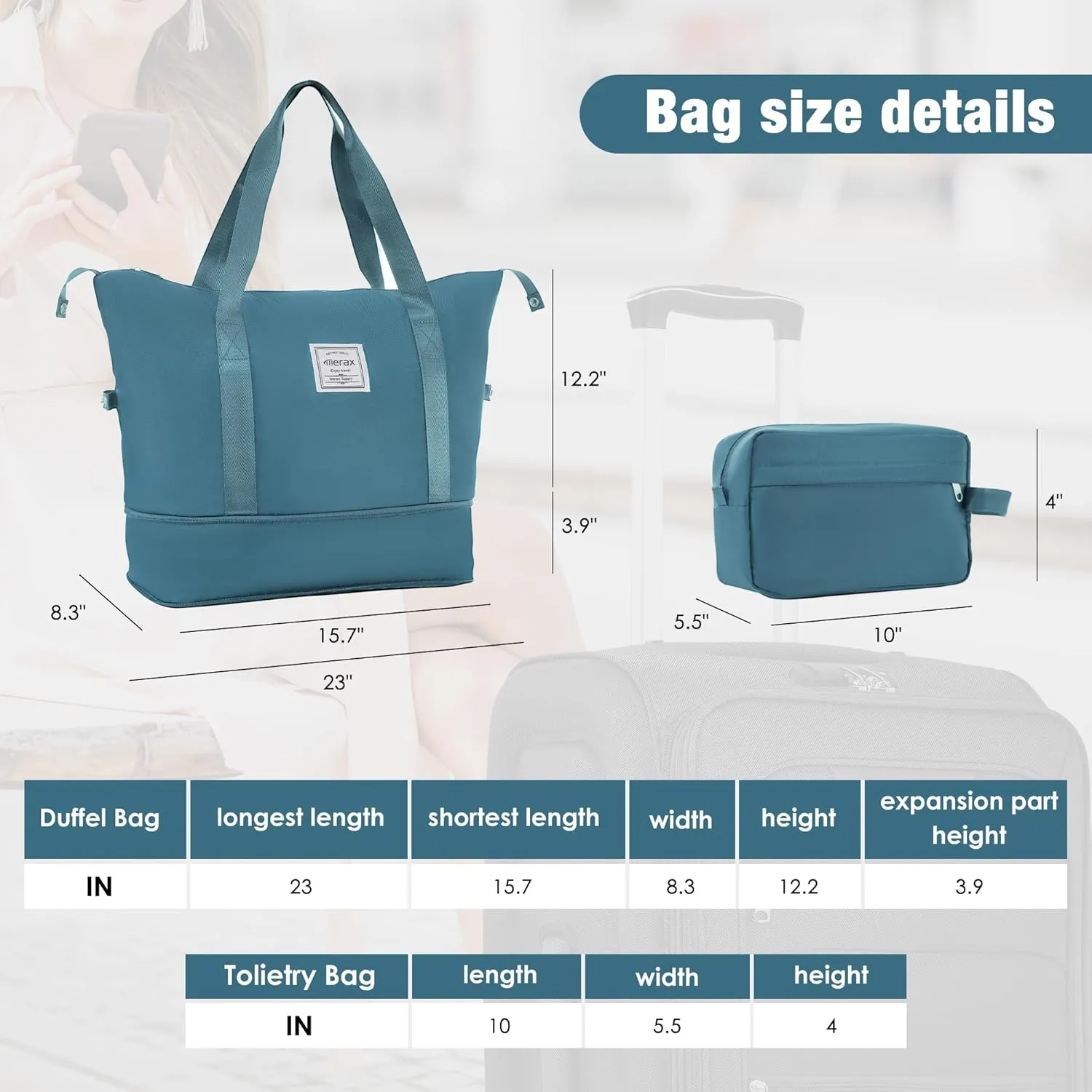 Merax Suitcase Set Softside 3-Piece Expandable Luggage with TSA Lock Spinner Wheels Lightweight Upright Luggage with Travel Bag(22/26/30 IN, Blue Green)