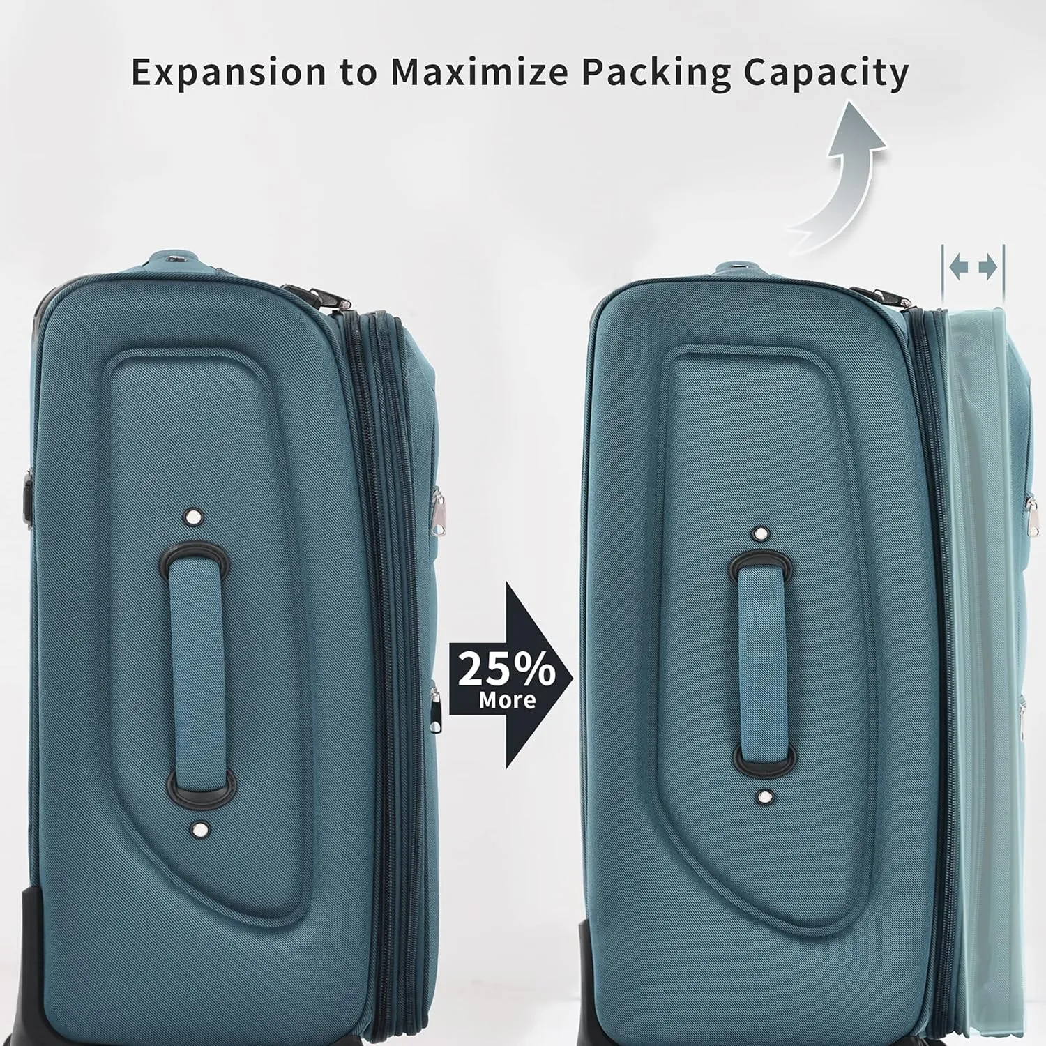 Merax Suitcase Set Softside 3-Piece Expandable Luggage with TSA Lock Spinner Wheels Lightweight Upright Luggage with Travel Bag(22/26/30 IN, Blue Green)