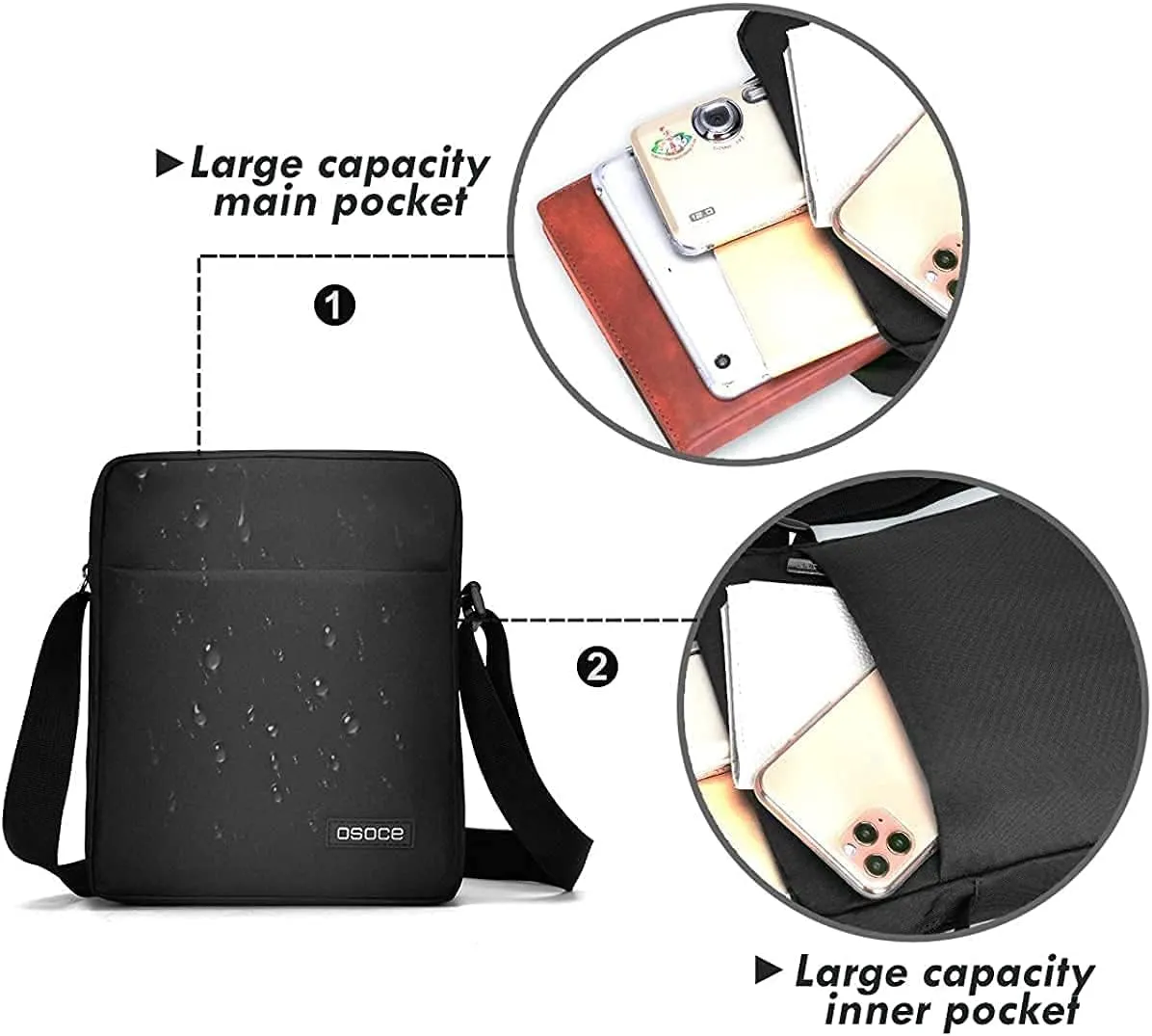 Messenger Bag, Crossbody Bag Shoulder Bag for Men Water Resistant Man Bag Man Purse for Business Office