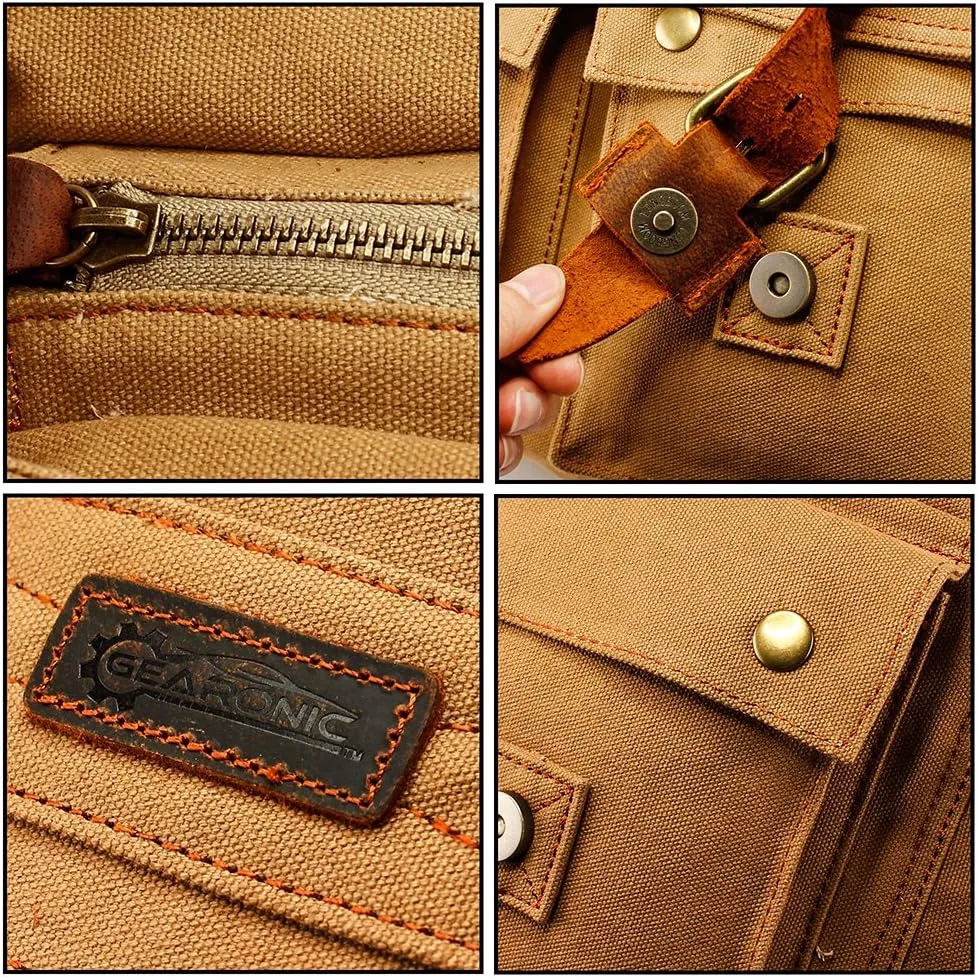 Messenger Bag for Laptop Vintage Canvas Leather Crossbody Satchel Shoulder Computer Bag Travel Office Messenger Bag