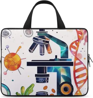 Microscope Leaf Pattern Laptop Bag Laptop Case Computer Messenger Bag with Adjustable Shoulder Strap
