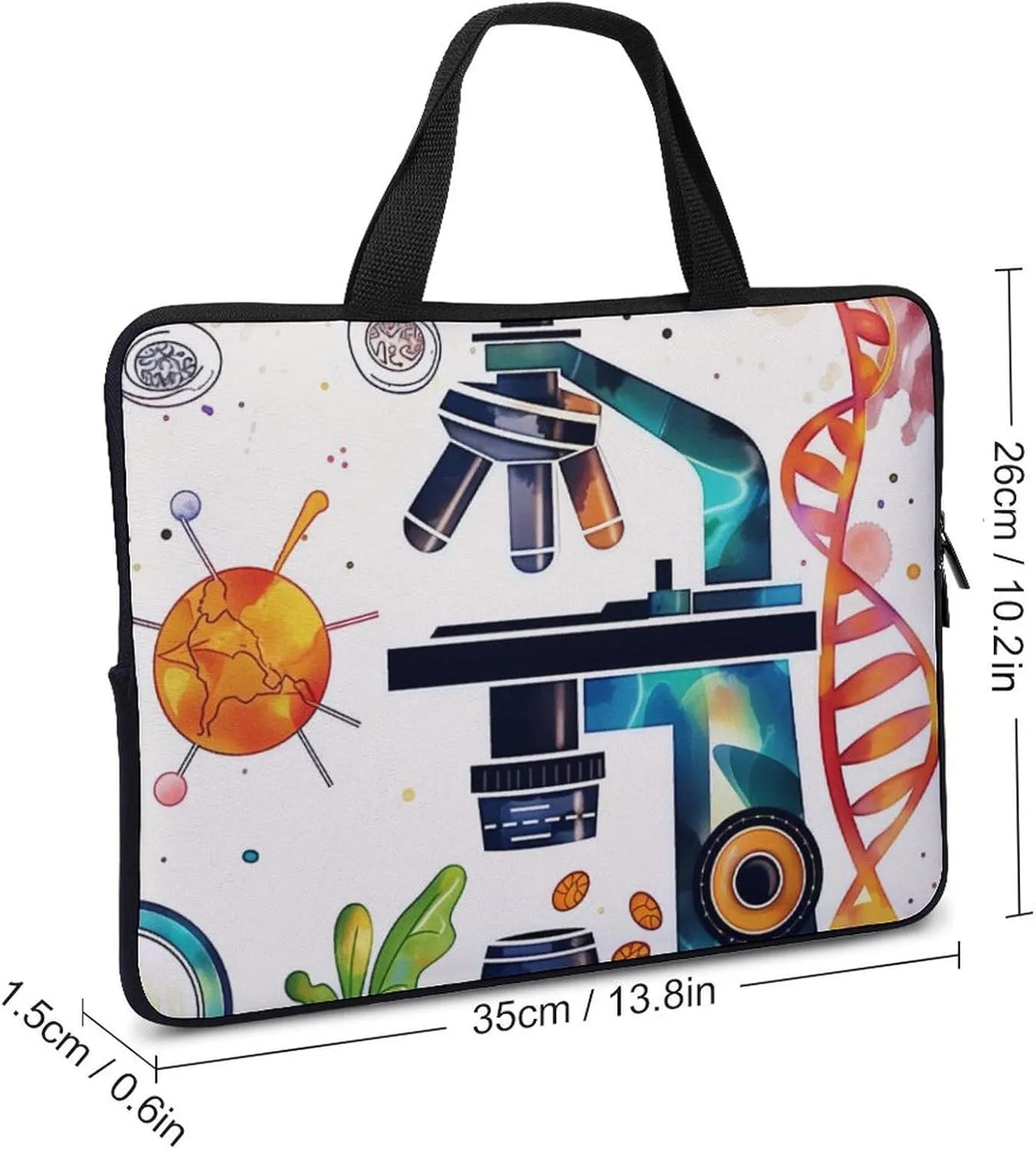 Microscope Leaf Pattern Laptop Bag Laptop Case Computer Messenger Bag with Adjustable Shoulder Strap