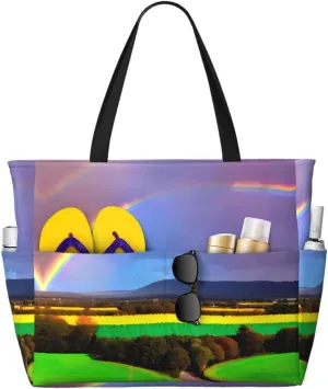Mid Century Modern Spacious Large Capacity Beach Travel Bag - Foldable Beach Bag Tote Bag With Zipper