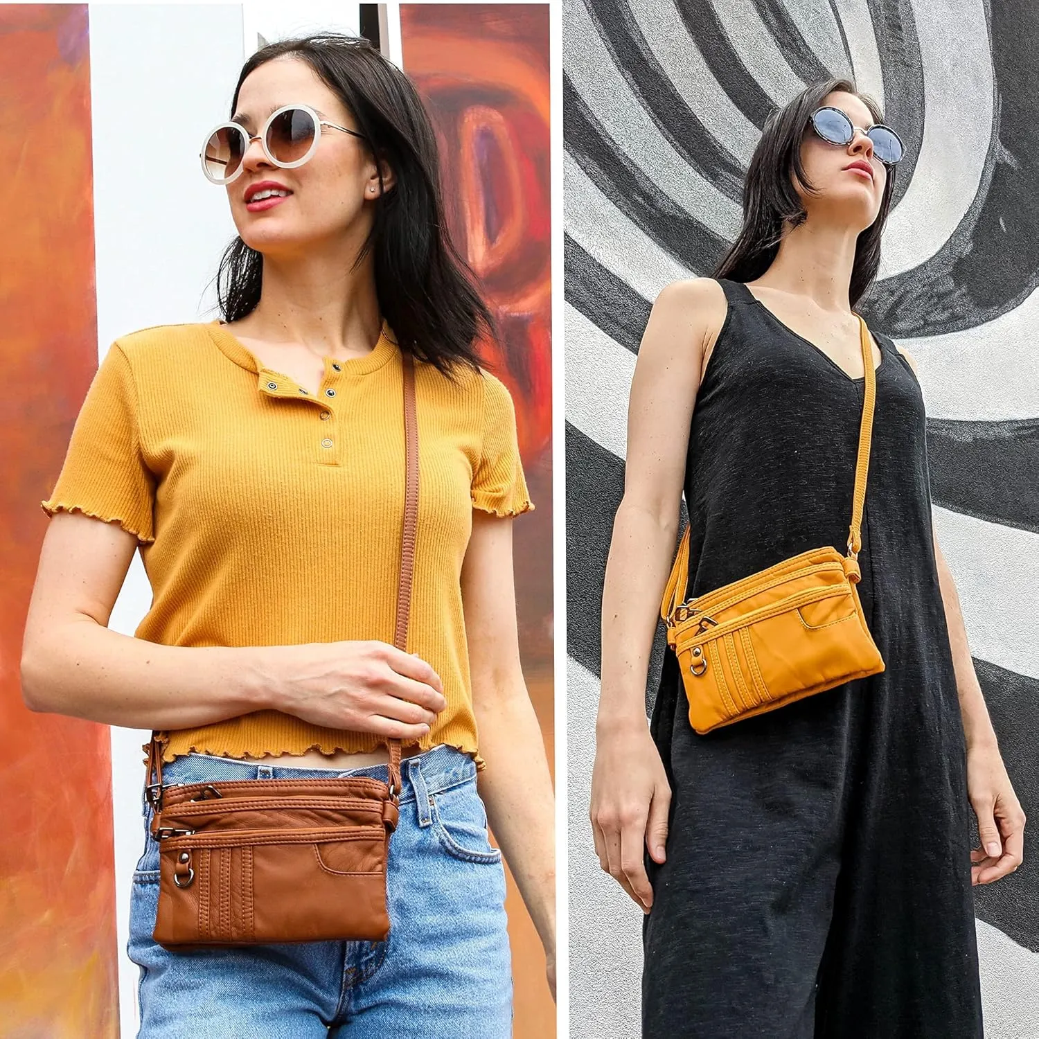 MINICAT Treble Pockets Small Crossbody Purse Cell Phone Purse Shoulder Bags for Women