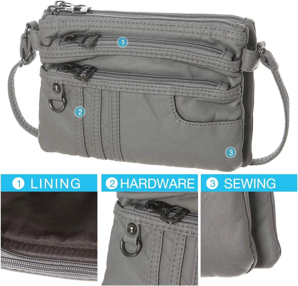 MINICAT Treble Pockets Small Crossbody Purse Cell Phone Purse Shoulder Bags for Women