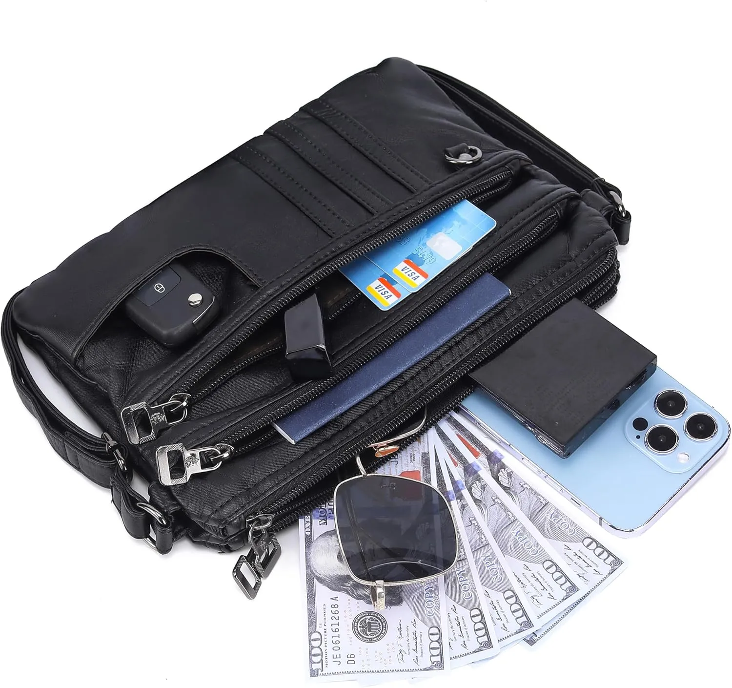 MINICAT Treble Pockets Small Crossbody Purse Cell Phone Purse Shoulder Bags for Women