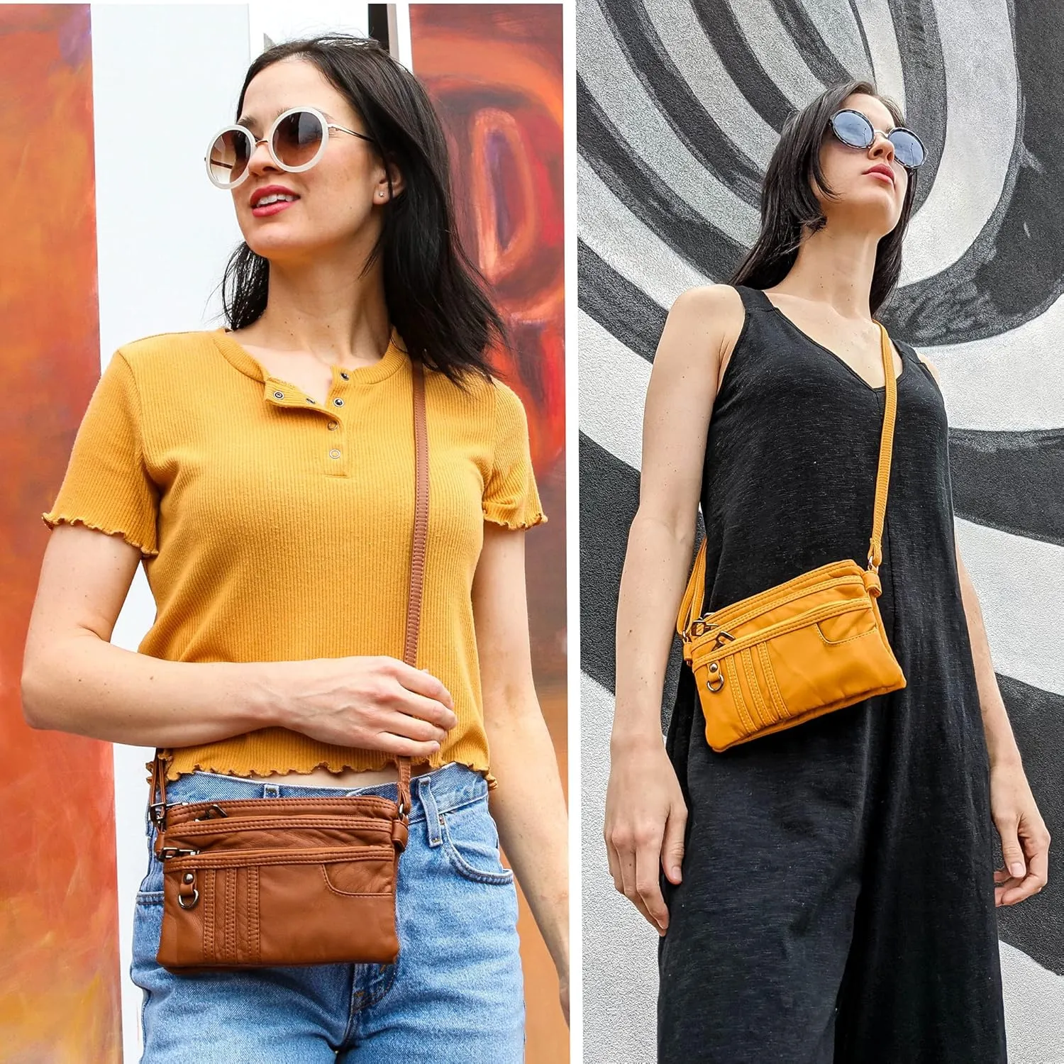 MINICAT Treble Pockets Small Crossbody Purse Cell Phone Purse Shoulder Bags for Women