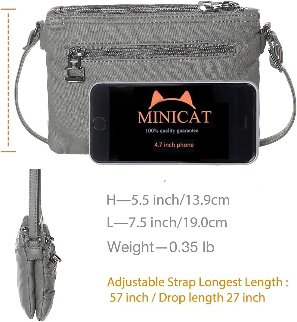 MINICAT Treble Pockets Small Crossbody Purse Cell Phone Purse Shoulder Bags for Women