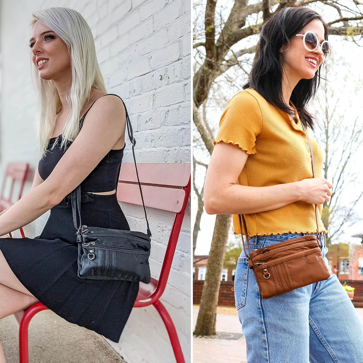 MINICAT Treble Pockets Small Crossbody Purse Cell Phone Purse Shoulder Bags for Women