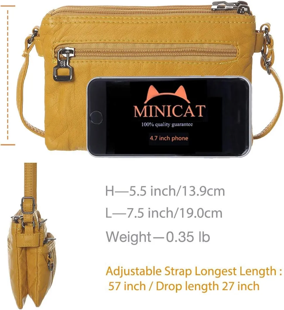 MINICAT Treble Pockets Small Crossbody Purse Cell Phone Purse Shoulder Bags for Women