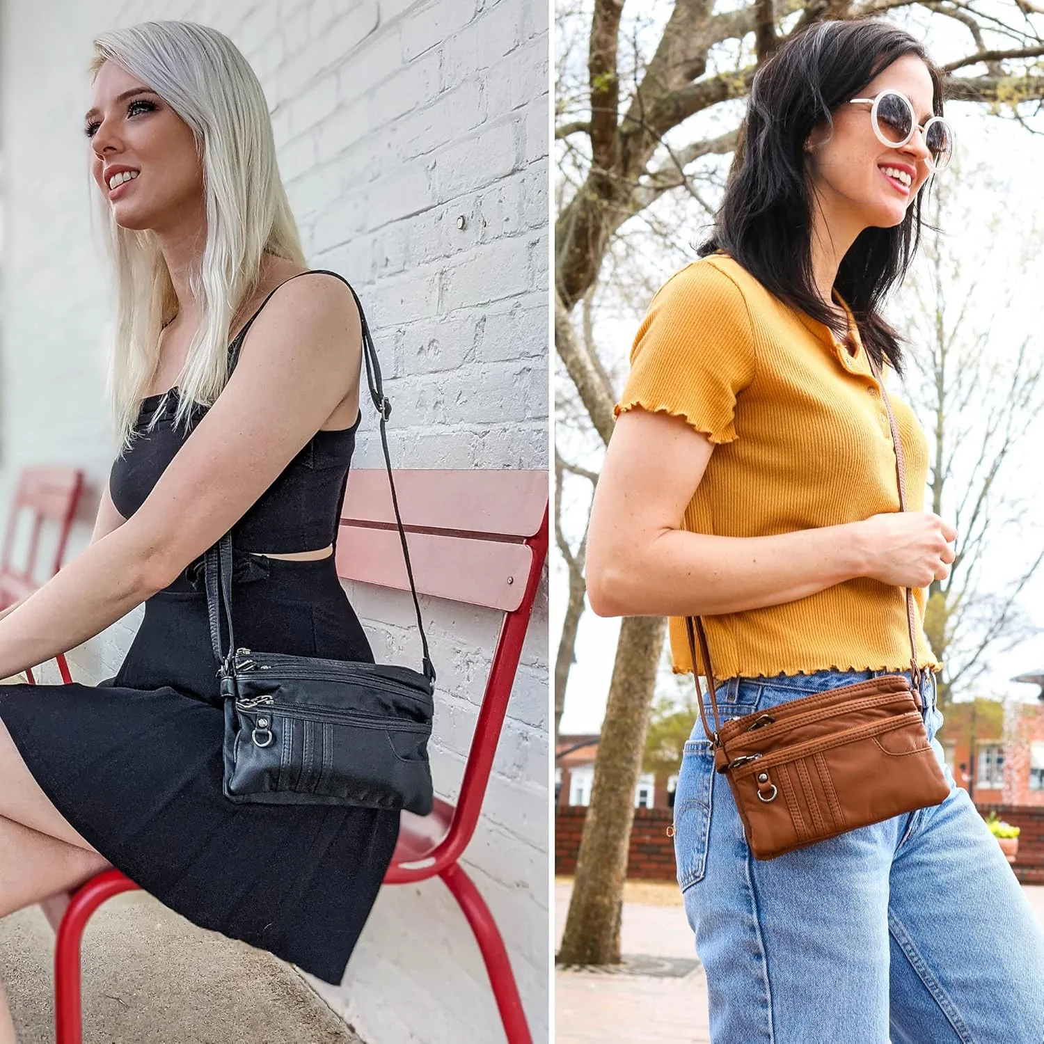 MINICAT Treble Pockets Small Crossbody Purse Cell Phone Purse Shoulder Bags for Women