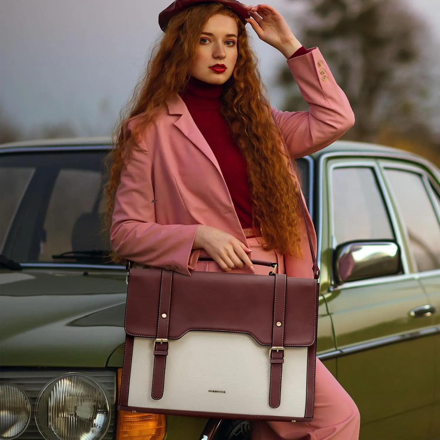 Missnine Laptop Bag 15.6 inch Canvas Messenger Bag for Women Professional Work Bag Shoulder Bag