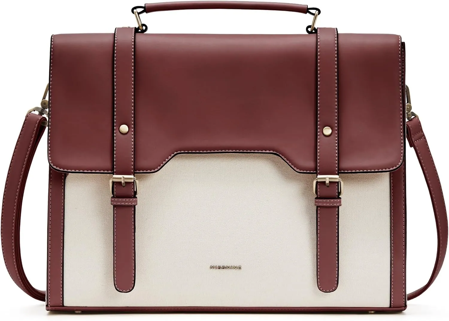 Missnine Laptop Bag 15.6 inch Canvas Messenger Bag for Women Professional Work Bag Shoulder Bag