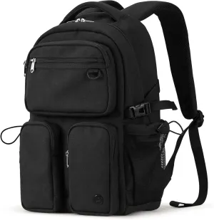 mixi Travel Laptop Backpack, Lightweight Durable School Bookbag Men Woman 15.6" Computer Bag, Water Resistant Outdoor Hiking Backpacks With Multifunction Pockets, 17 Inch, Black
