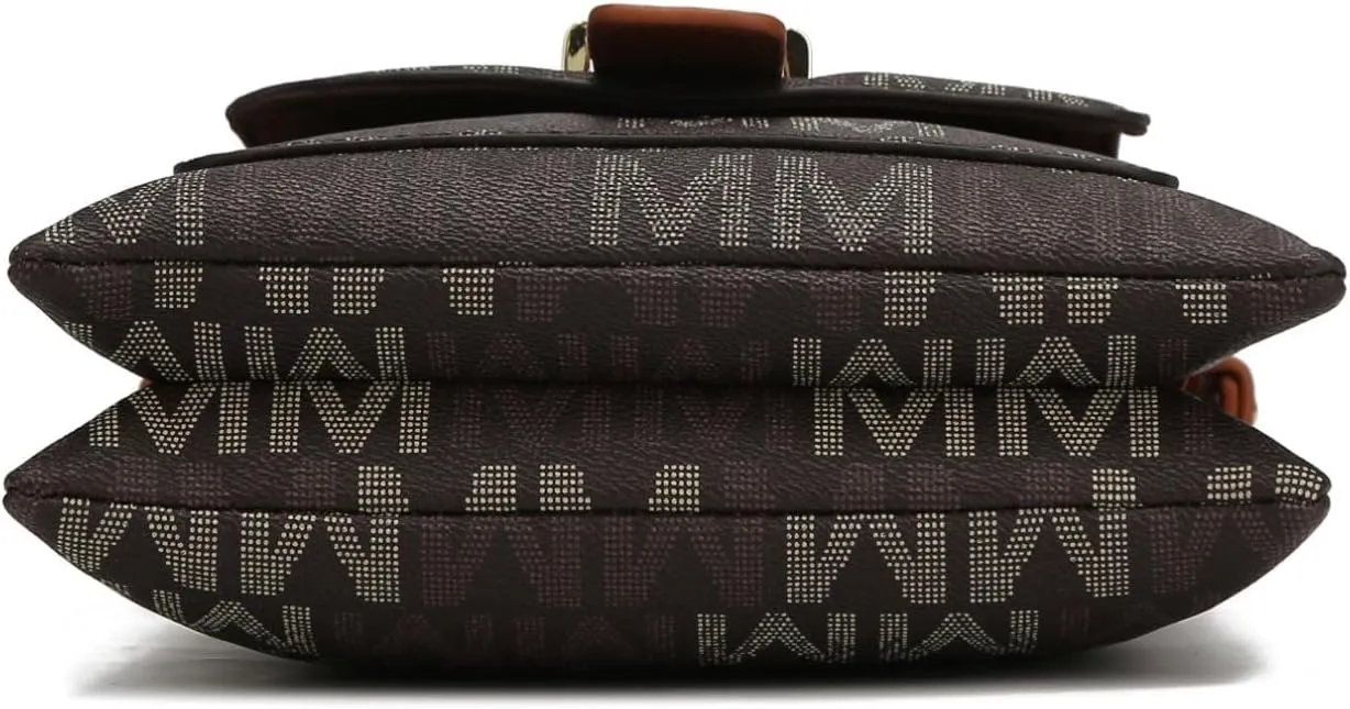 MKF Crossbody Bag for Women – PU Leather Pocketbook Handbag Triple Compartment Messenger Purse – Shoulder Strap