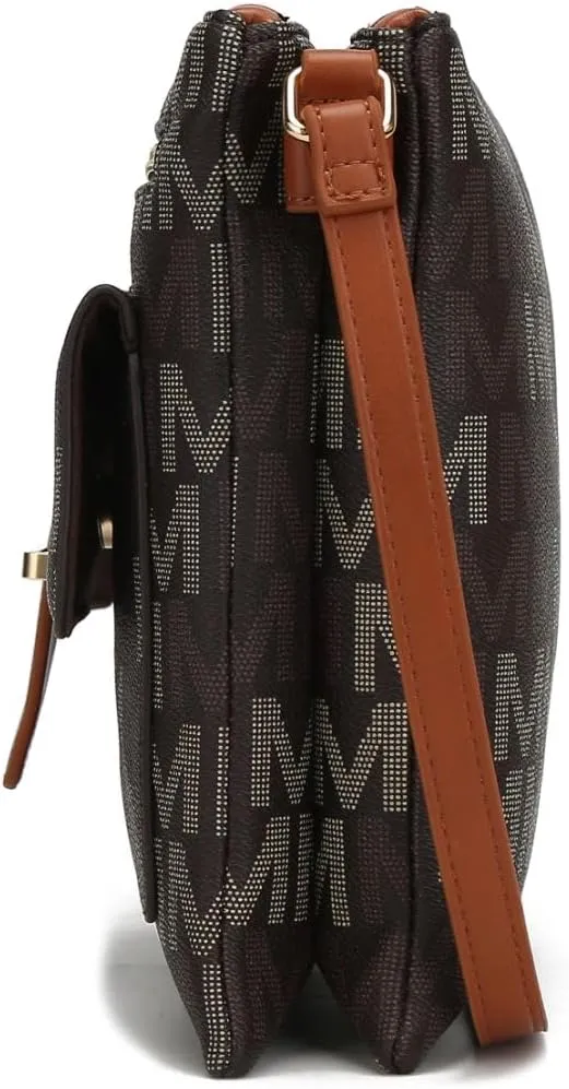 MKF Crossbody Bag for Women – PU Leather Pocketbook Handbag Triple Compartment Messenger Purse – Shoulder Strap