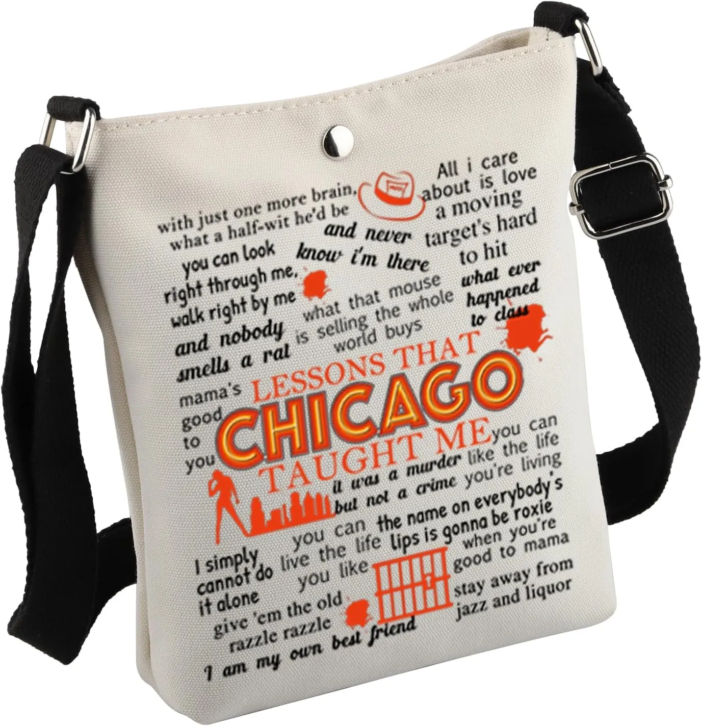MNIGIU Chicago Musical Encouragement Quote Crossbody Bag Chicago Merch For Chicago Musical Fans