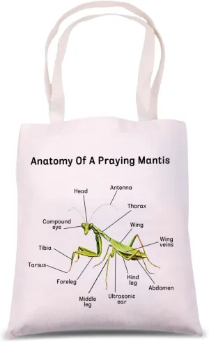 MNIGIU Praying Mantis Anatomy Shoulder Bag Praying Mantis Lover Gift Praying Mantis Insect Tote Bag Insect Theme Gift