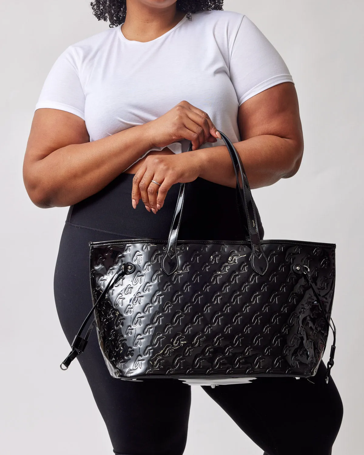 MONOGRAM GLAM TOTE - MIRROR BLACK