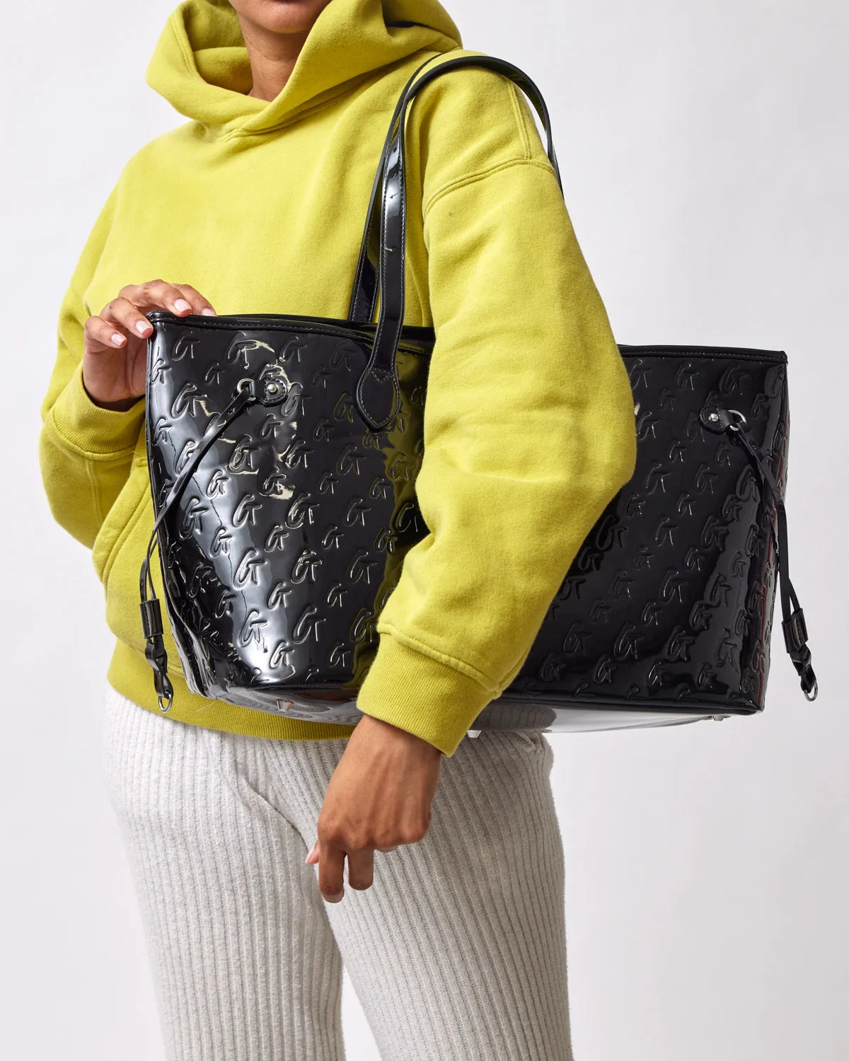 MONOGRAM GLAM TOTE - MIRROR BLACK