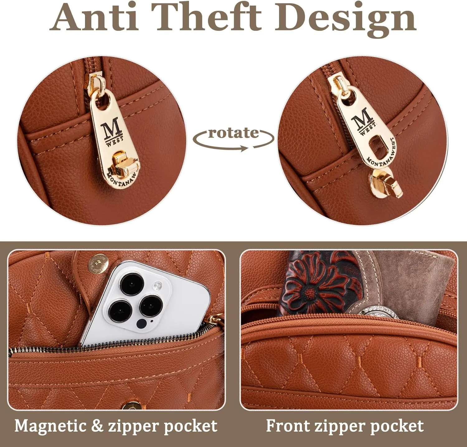 Montana West 3Pcs Anti Theft Backpack Purse for Women Small Quilted Backpack Set