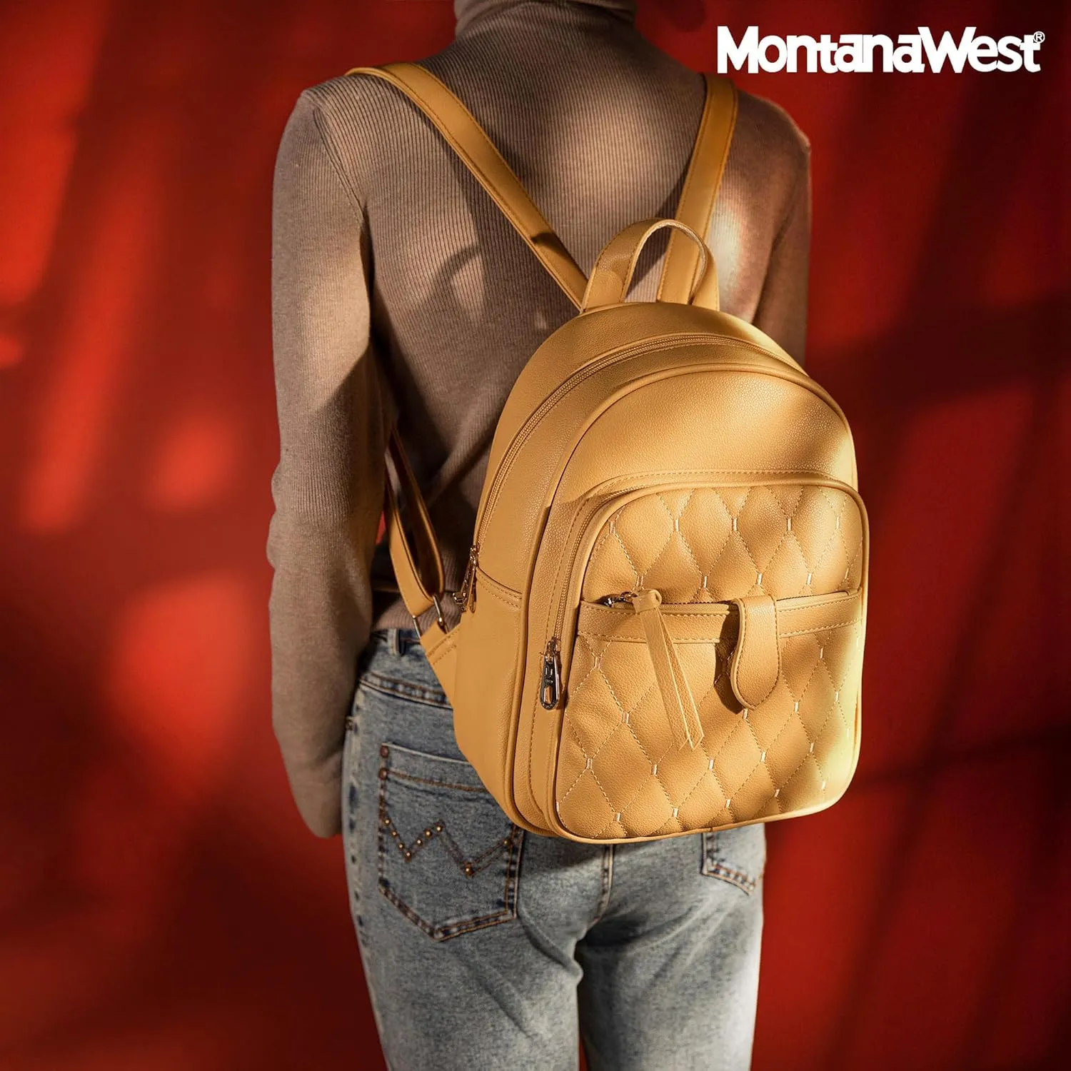 Montana West 3Pcs Anti Theft Backpack Purse for Women Small Quilted Backpack Set