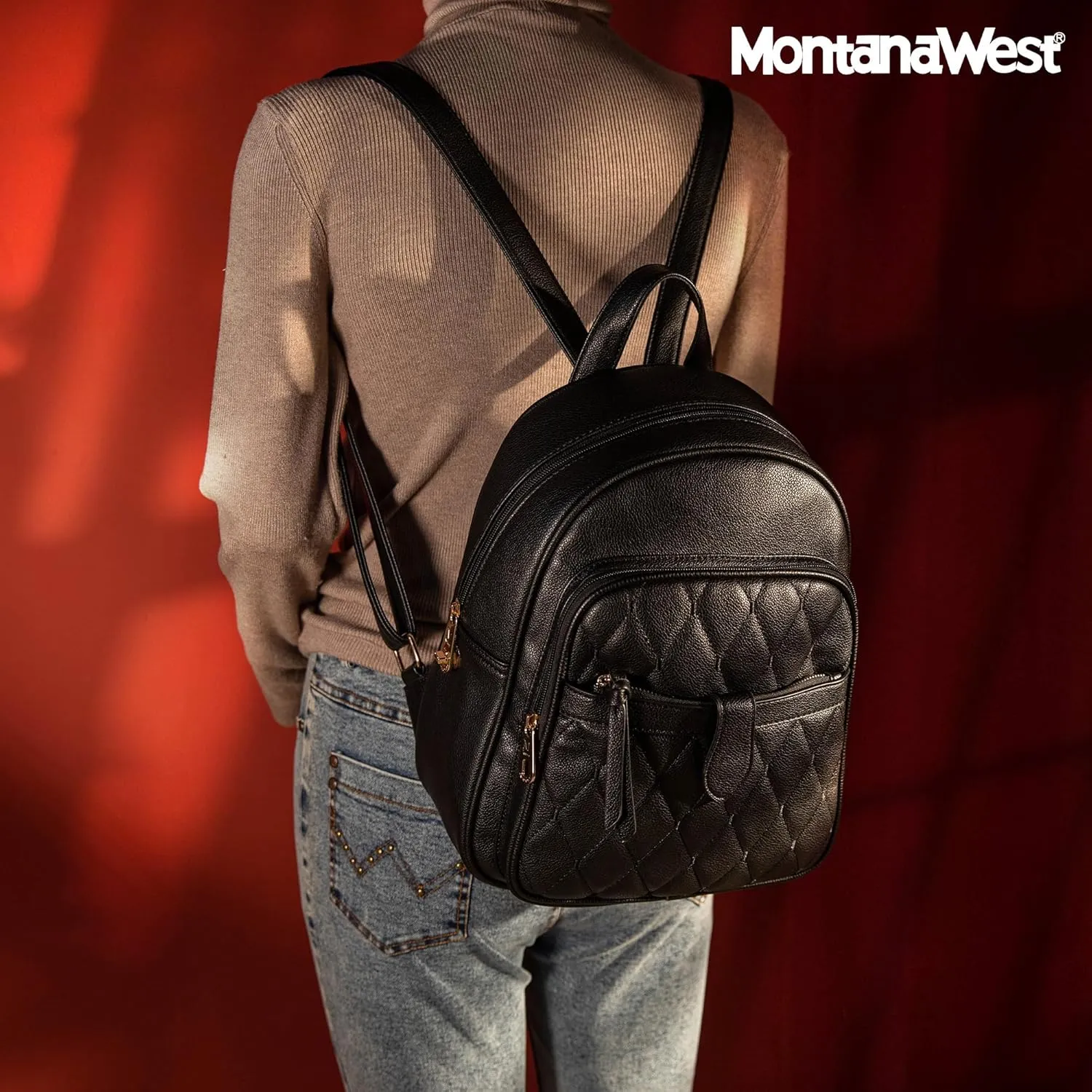 Montana West 3Pcs Anti Theft Backpack Purse for Women Small Quilted Backpack Set