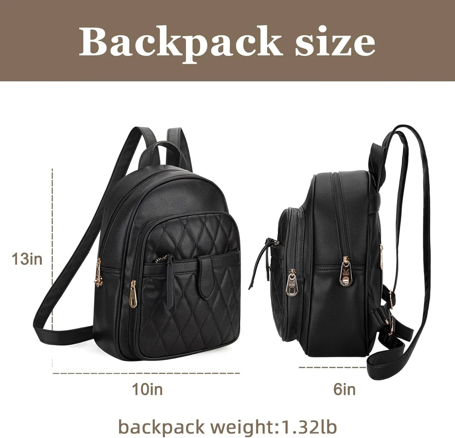 Montana West 3Pcs Anti Theft Backpack Purse for Women Small Quilted Backpack Set