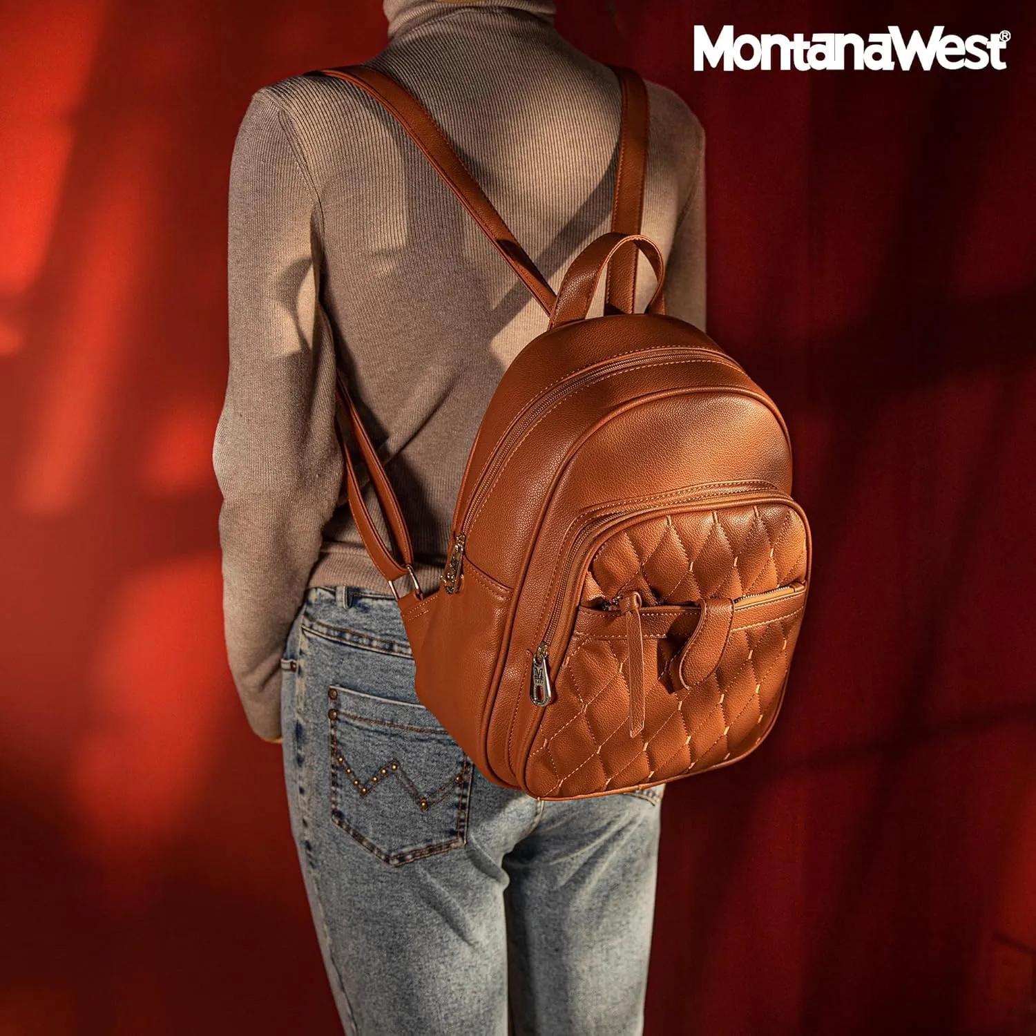 Montana West 3Pcs Anti Theft Backpack Purse for Women Small Quilted Backpack Set