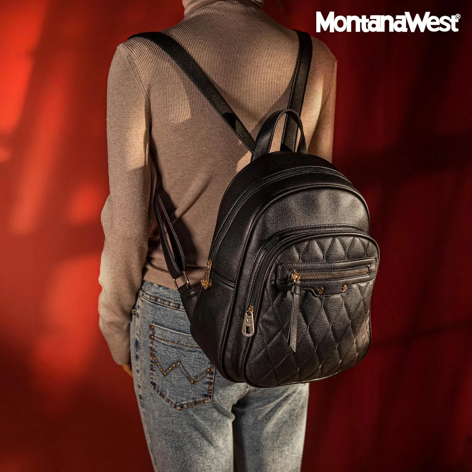 Montana West 3Pcs Anti Theft Backpack Purse for Women Small Quilted Backpack Set